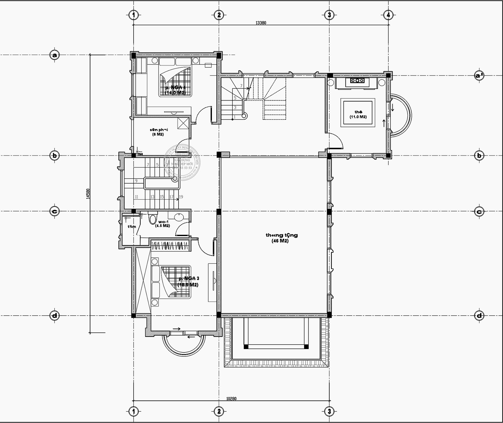 Bản vẽ thiết kế tầng 2
