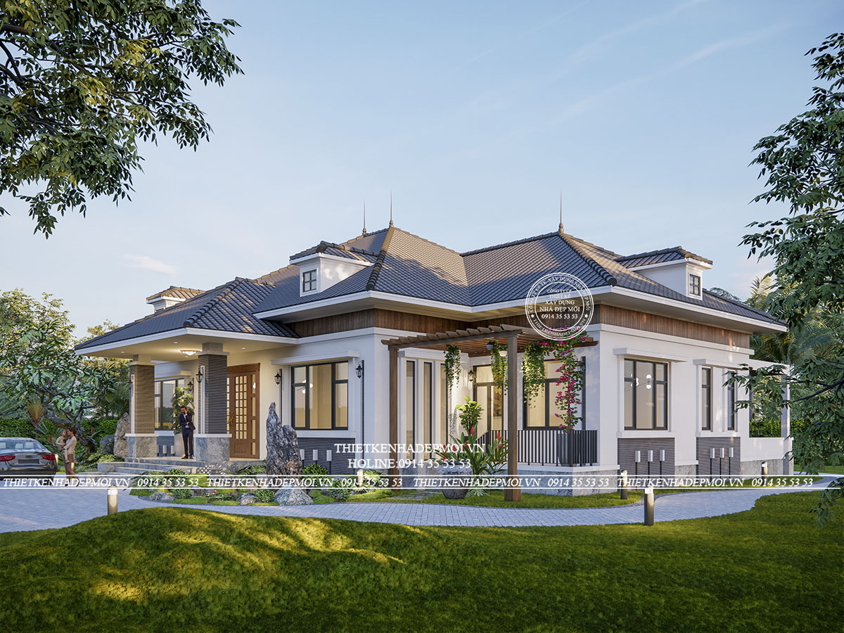 Mẫu biệt thự sân vườn từ trên cao nhìn xuống