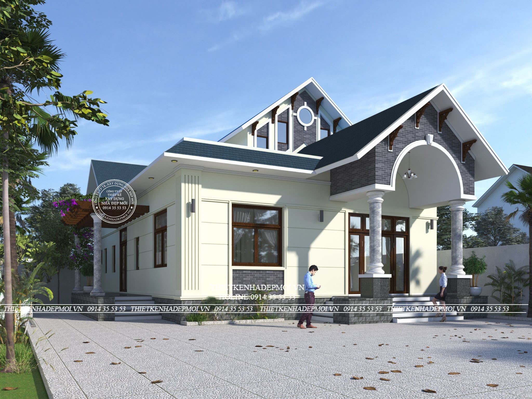 Phối cảnh của mẫu nhà mái thái&nbsp;