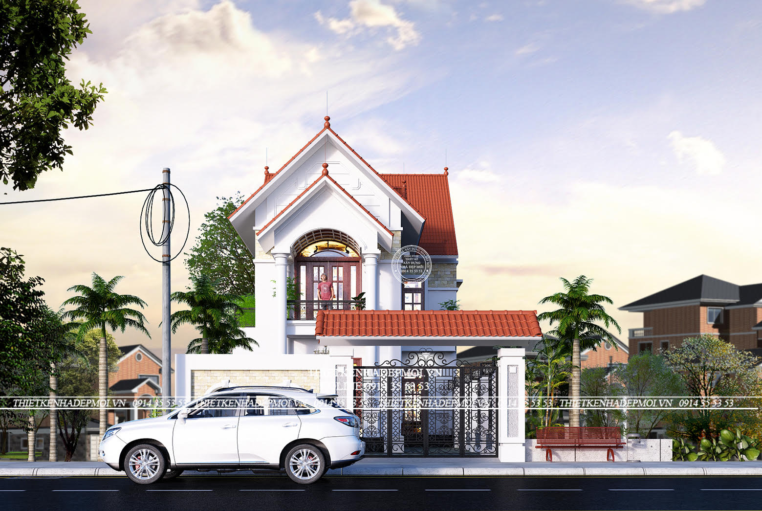 Mẫu nhà mái thái 2 tầng chữ L của Anh Thiệp