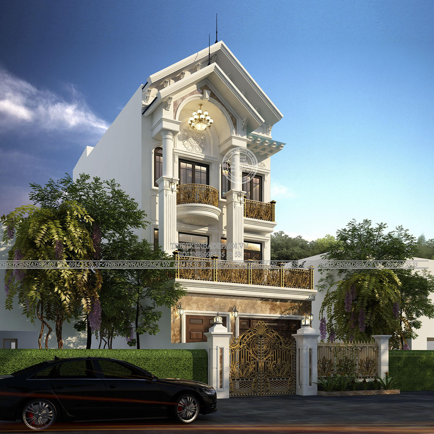 Phối cảnh của mẫu nhà mái thái 3 tầng đẹp