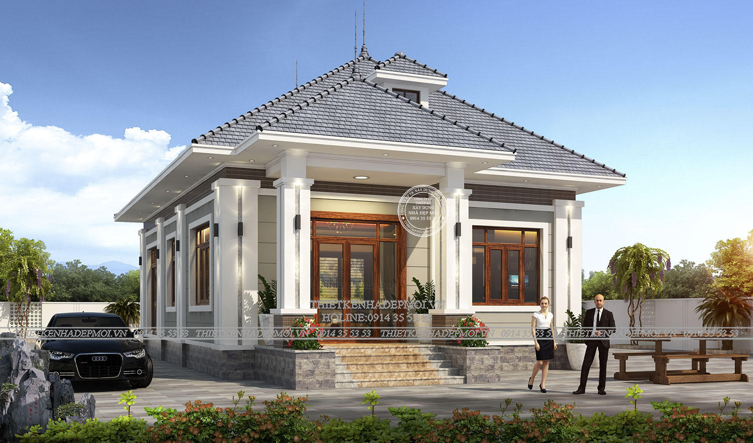 Tổng thể căn nhà cấp 4 vô cùng cao ráo, bề thế