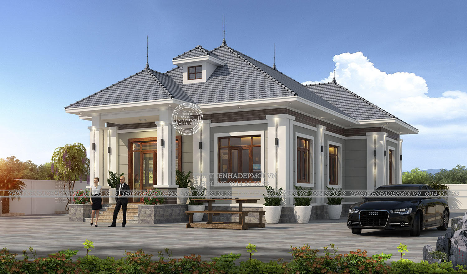 Cánh phải căn nhà cho thấy được sự phân cấp rõ rệt, thể hiện sự rộng rãi, to lớn&nbsp;