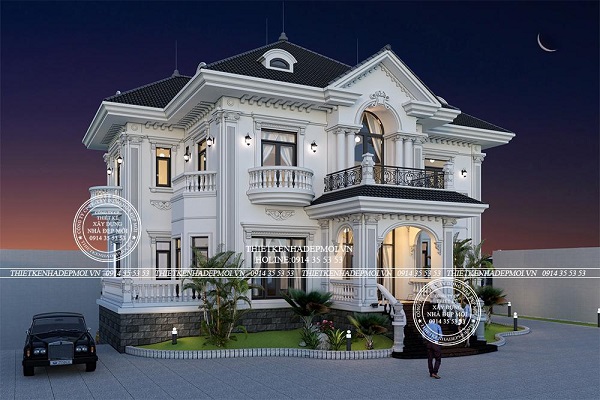 Mẫu biệt thự tân cổ điển 4 tầng đẹp hút mắt, đẳng cấp nhất 2022