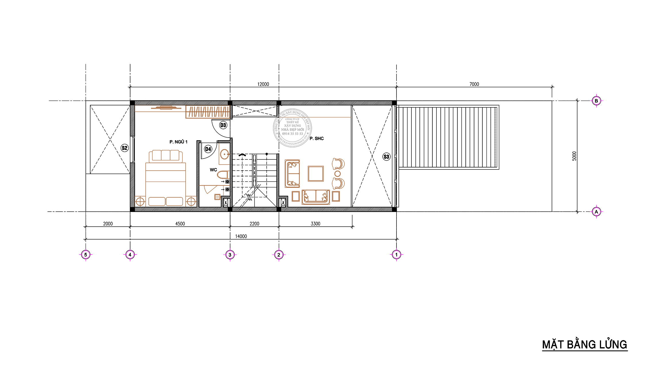 Mẫu nhà phố 1 trệt 1 lửng 1 lầu sân thượng đẹp