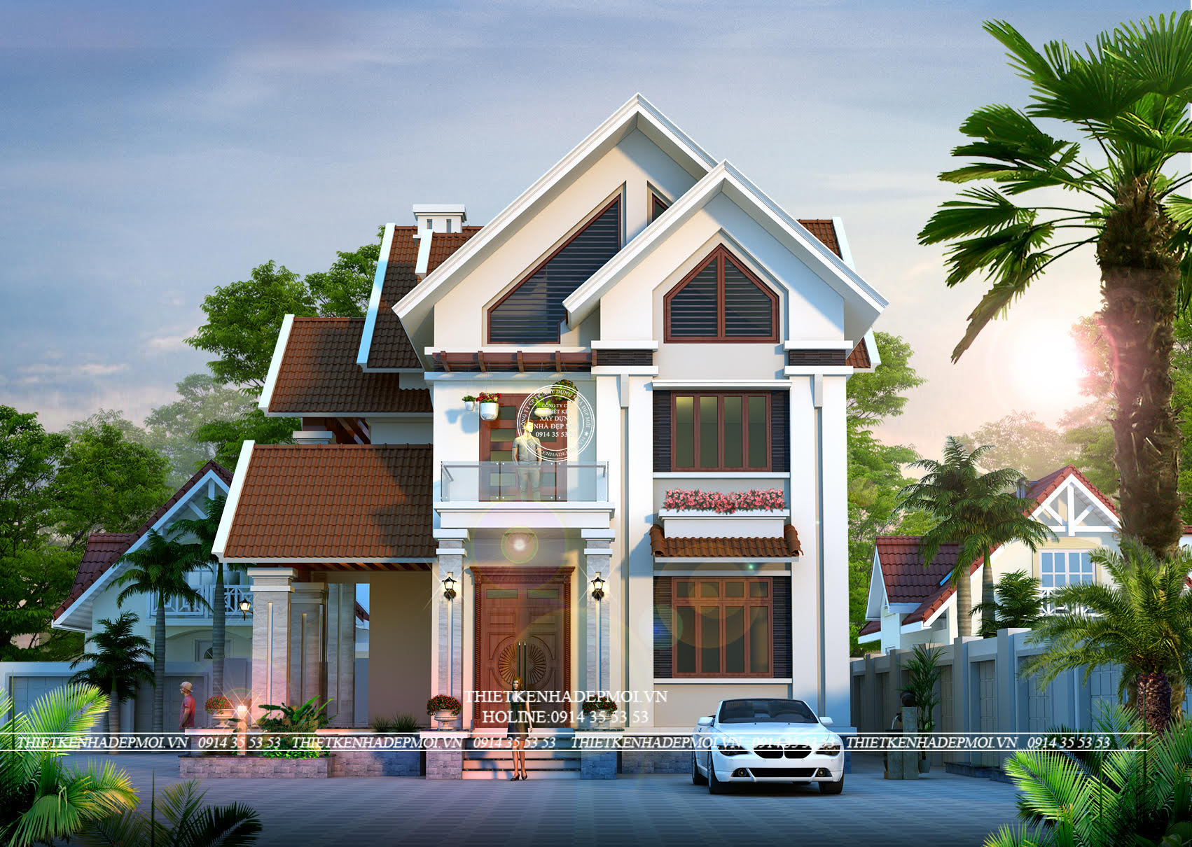 biệt thự mái thái 2 tầng đẹp mắt