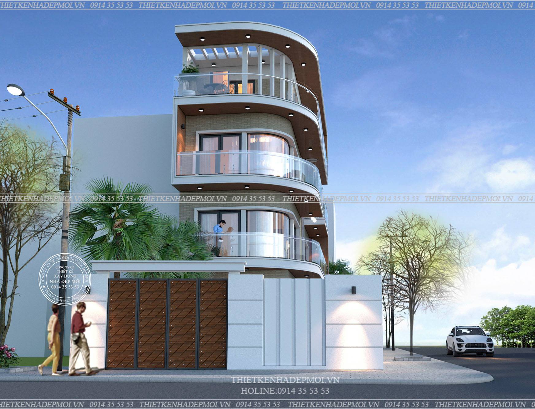 mẫu thiết kế nhà phố 2 mặt tiền