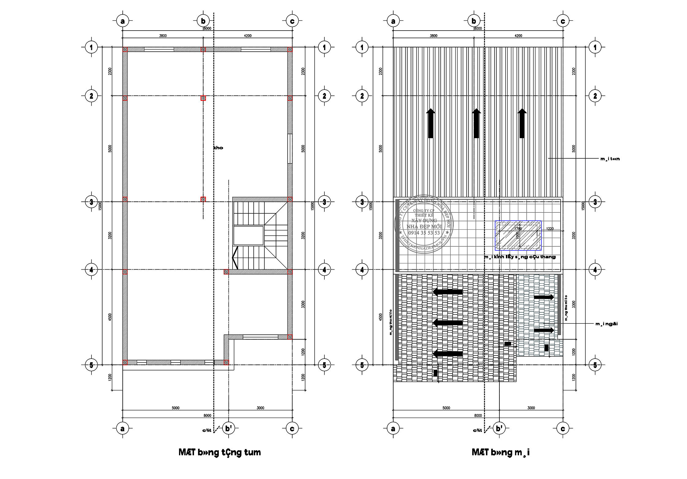 Thiết kế biệt thự phố 2 tầng mái lệch cho anh quyết tại đồng nai