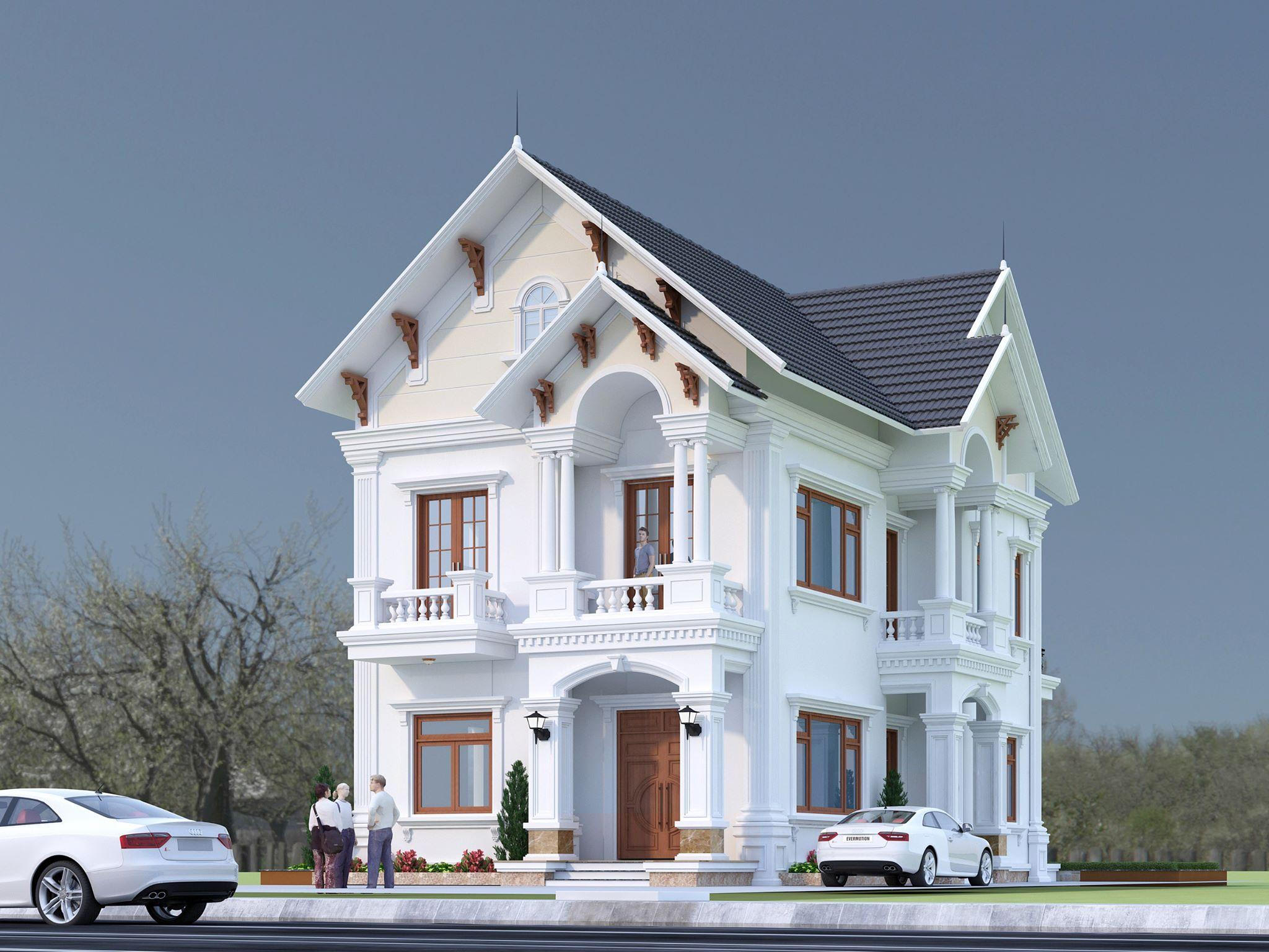 Thiết kế biết thự 2 tầng mái thái