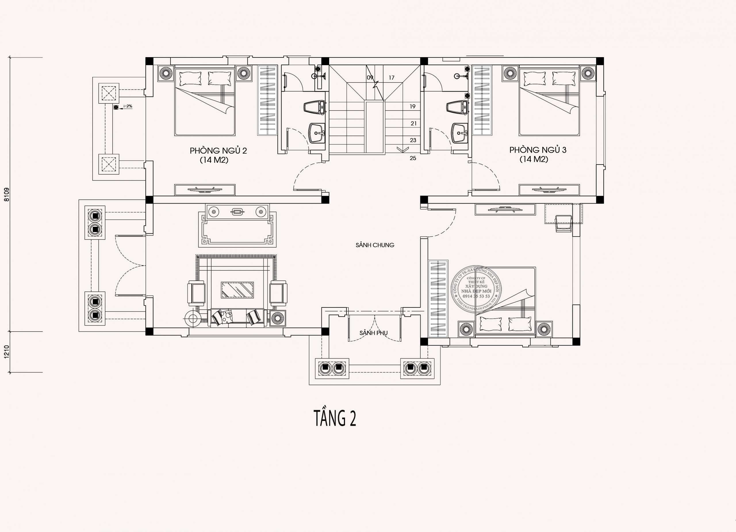 Thiết kế biệt thự 2 tầng mái thái anh cường - đồng nai