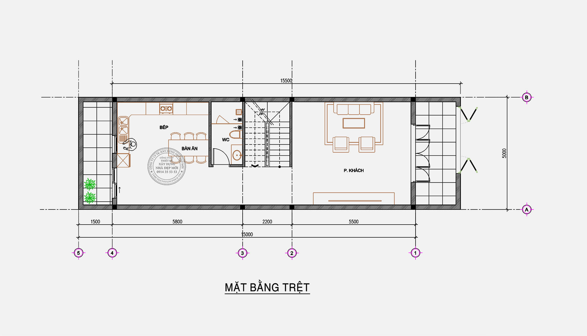 Mẫu nhà phố hiện đại 3 tầng chiều ngang (5-15)m tại quận 6