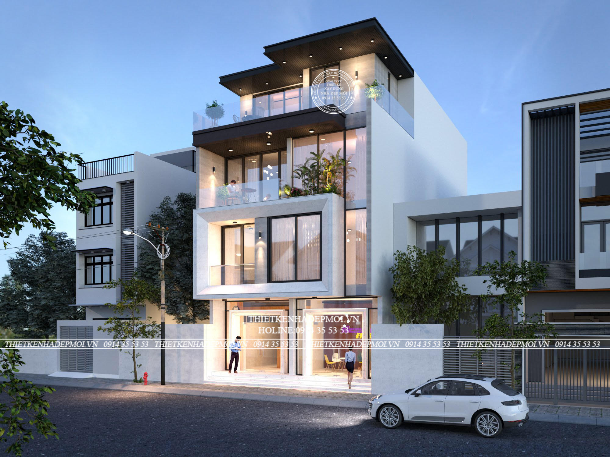 Mẫu biệt thự phố 4 tầng