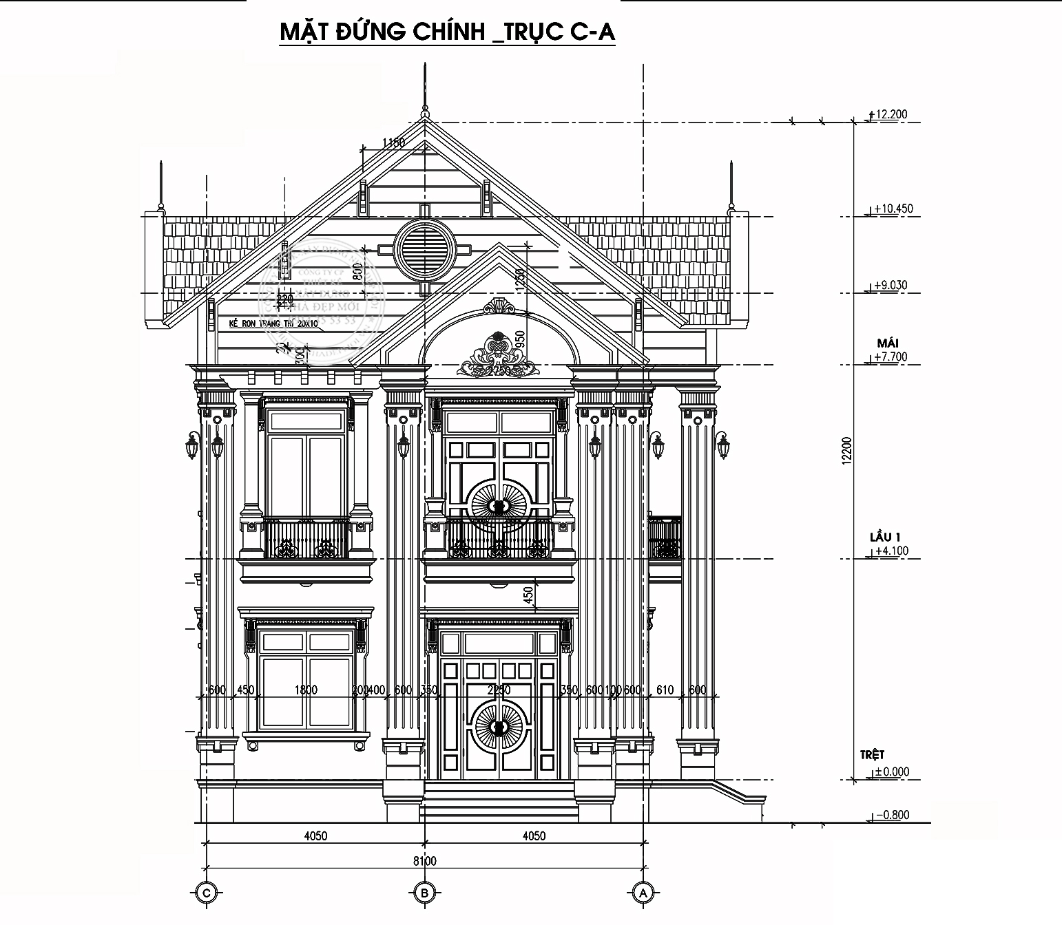 Bản vẽ mặt đứng chính