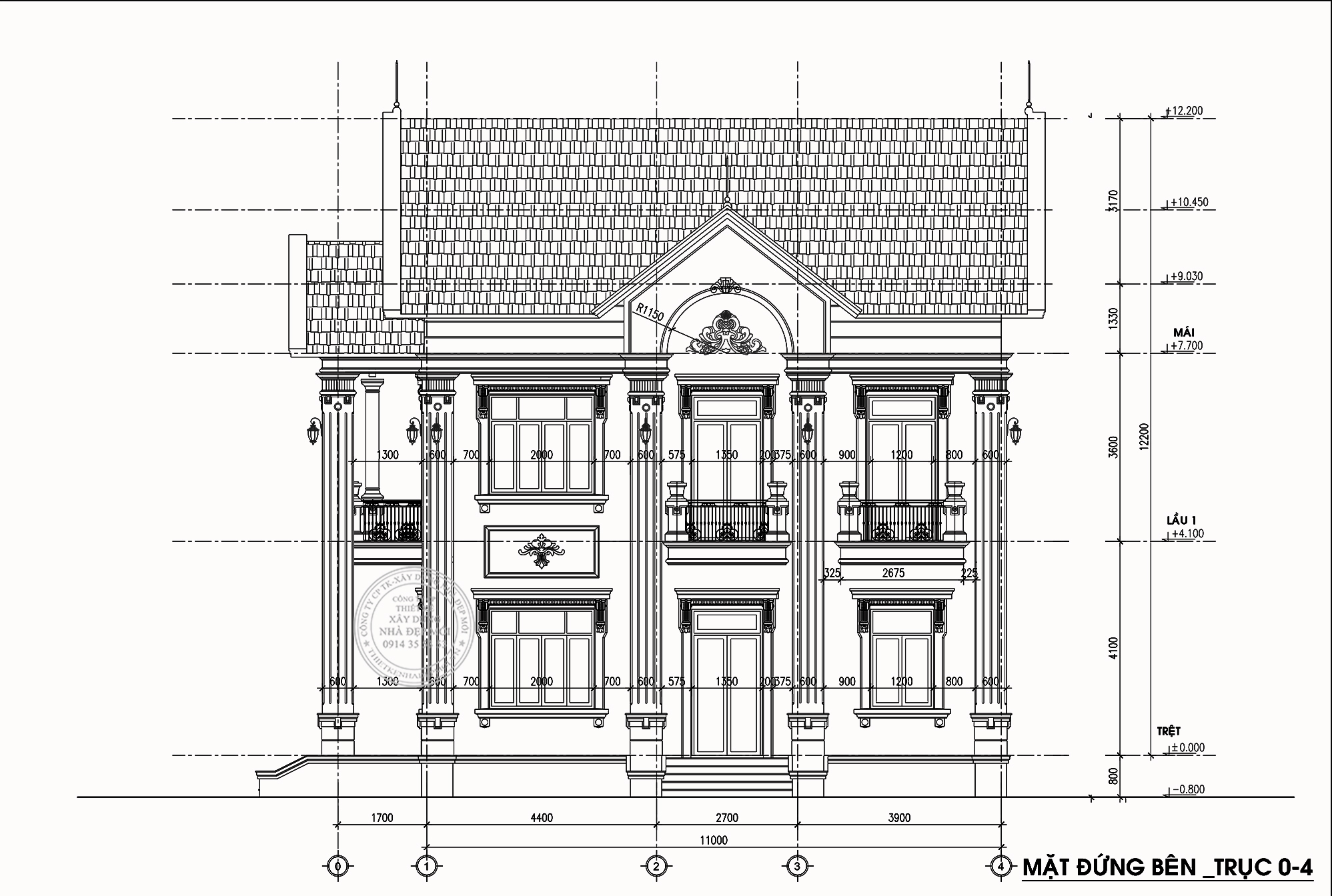 Bản vẽ mặt đứng bên