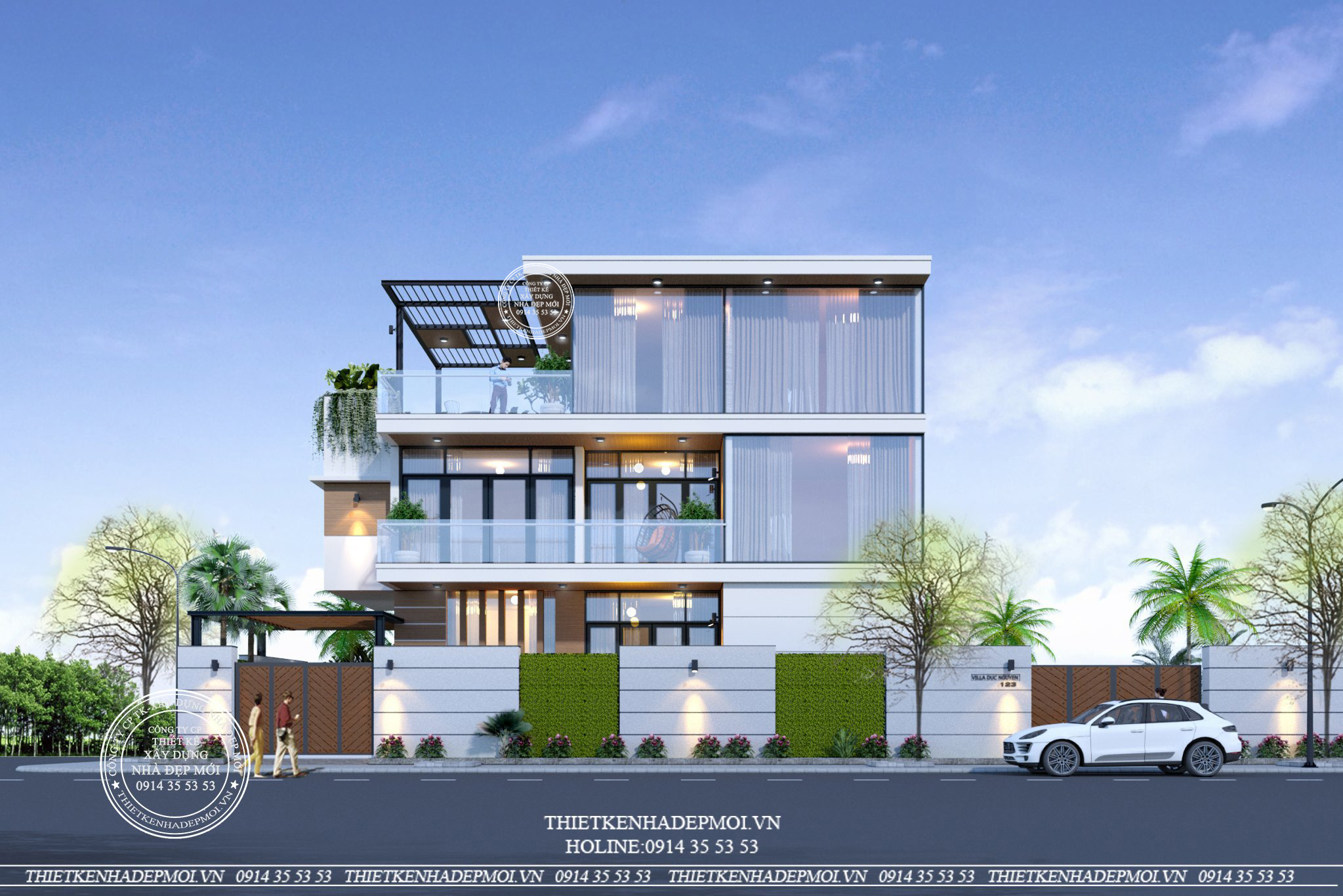 biệt thự hiện đại 3 tầng
