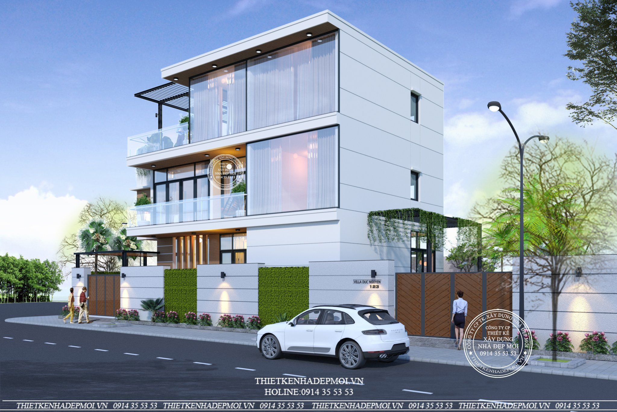 biệt thự hiện đại 3 tầng