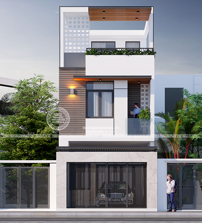 Mẫu nhà 1 trêt 1 lâu sân thường