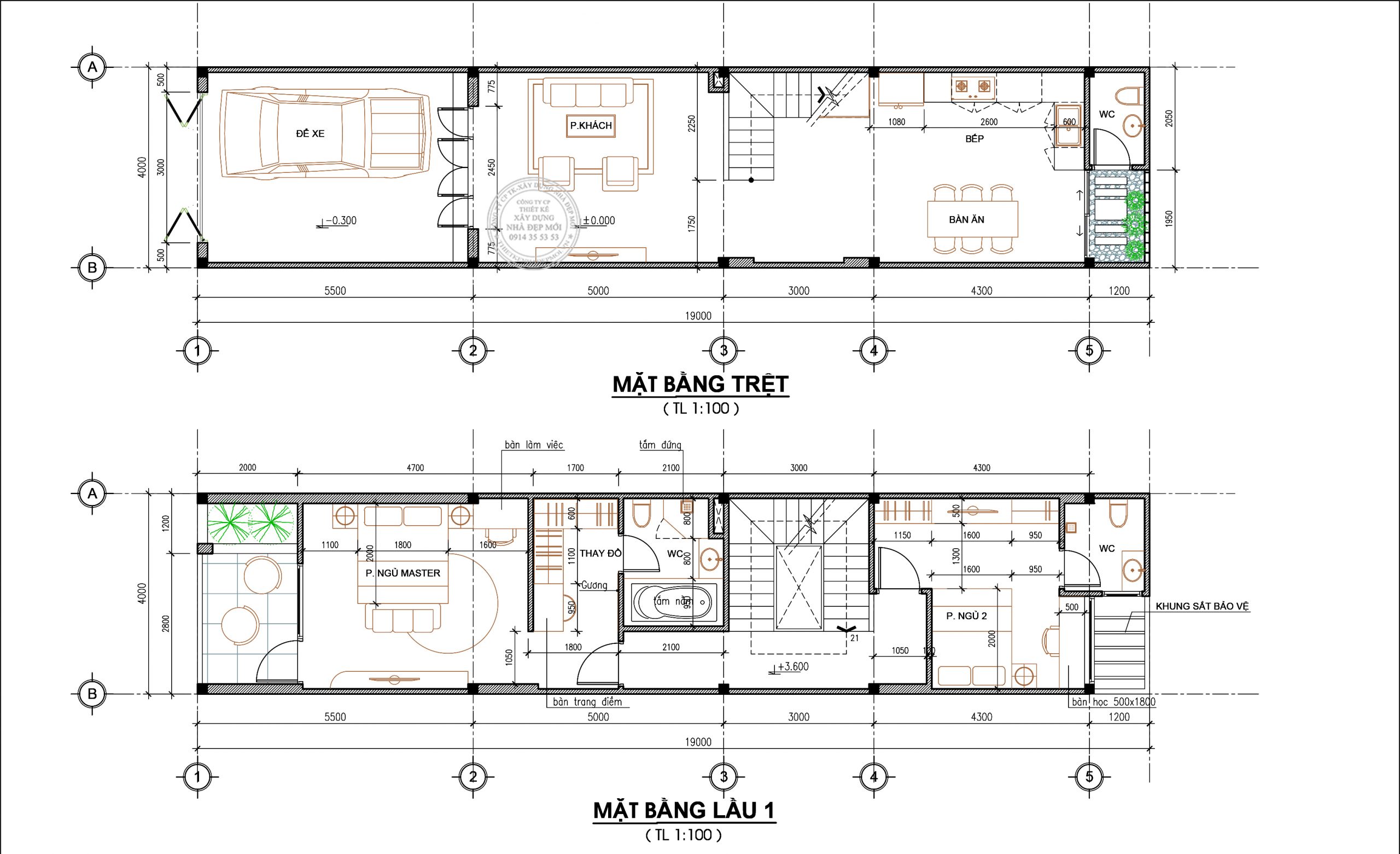 Mẫu thiết kế nhà 3 tầng 4x19m thiết kế hiện đại đơn giản