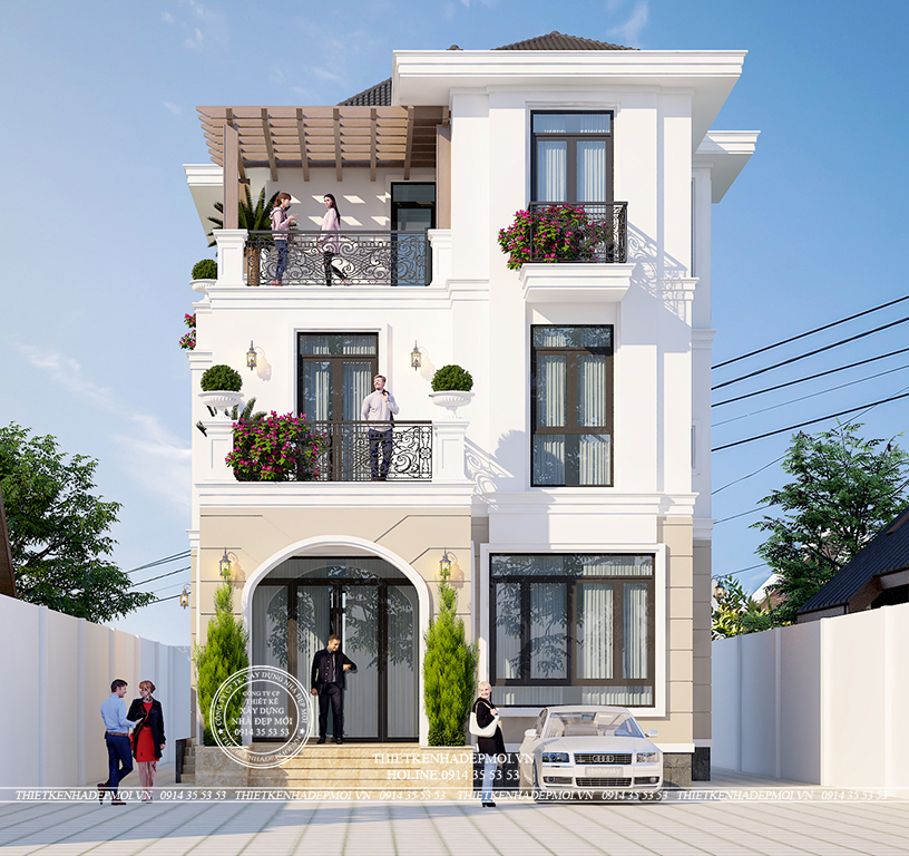 mẫu biệt thự phố 3 tầng