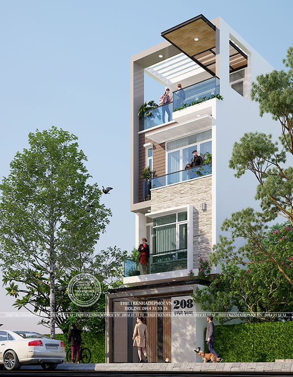 Mẫu nhà 1 trệt 2 lầu của Anh Hậu ở Tiền Giang