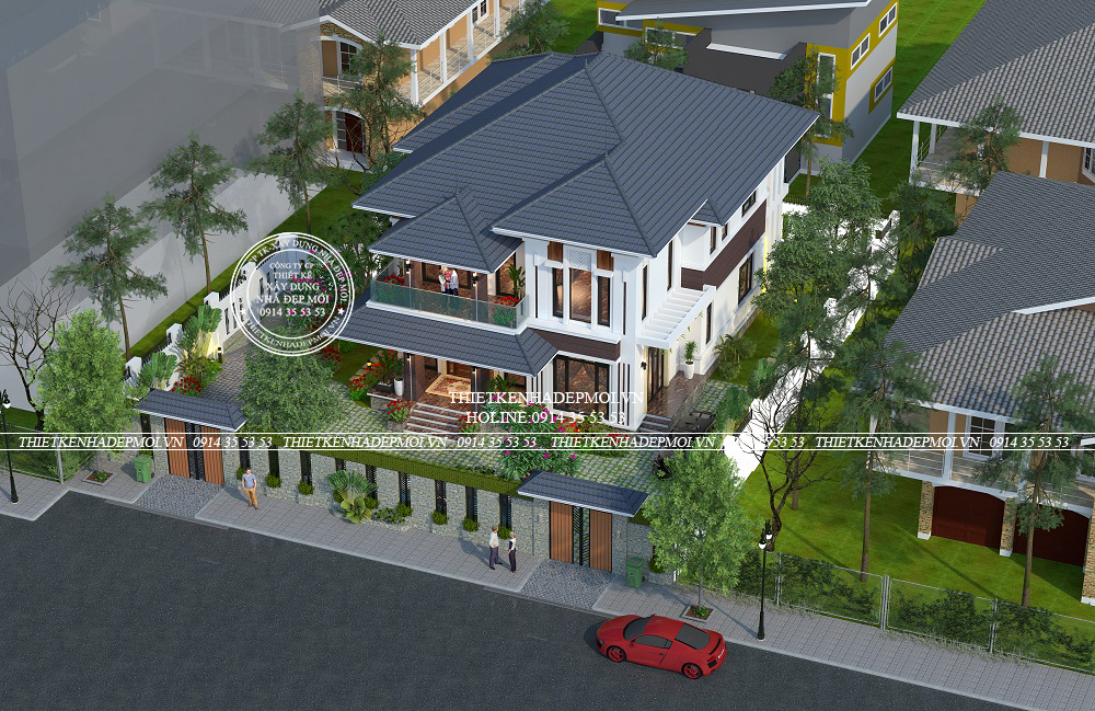 Tổng thể mẫu biệt thự đẹp 2 tầng hiện đại
