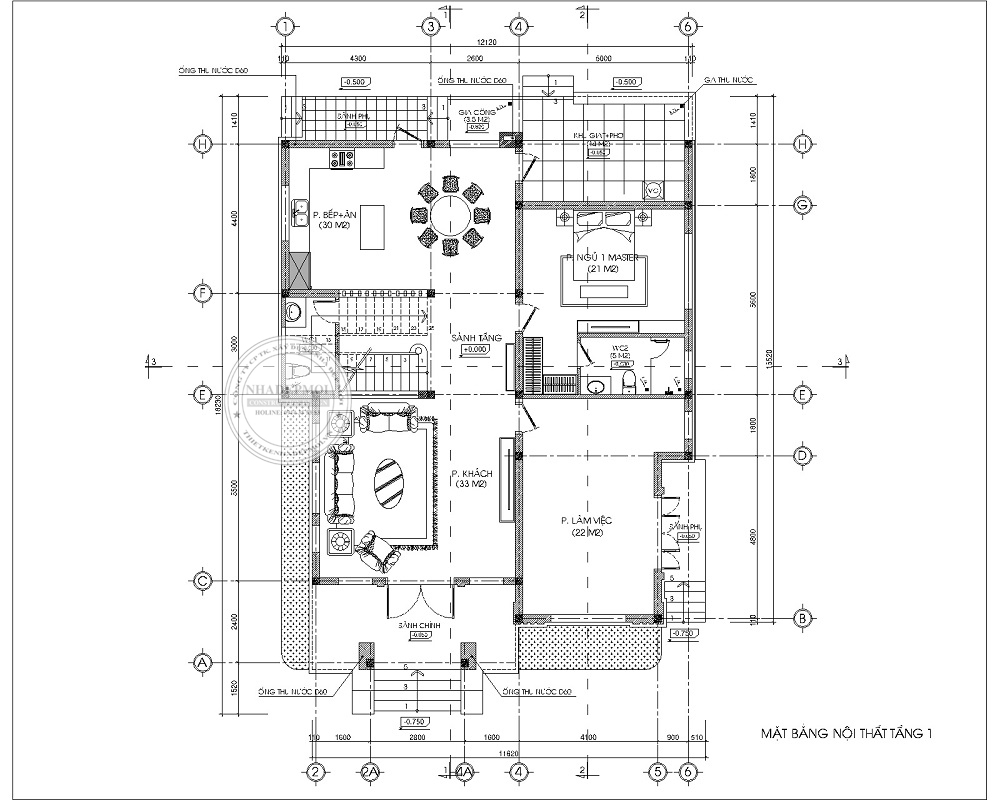 Bảng vẽ mặt bằng tầng 1