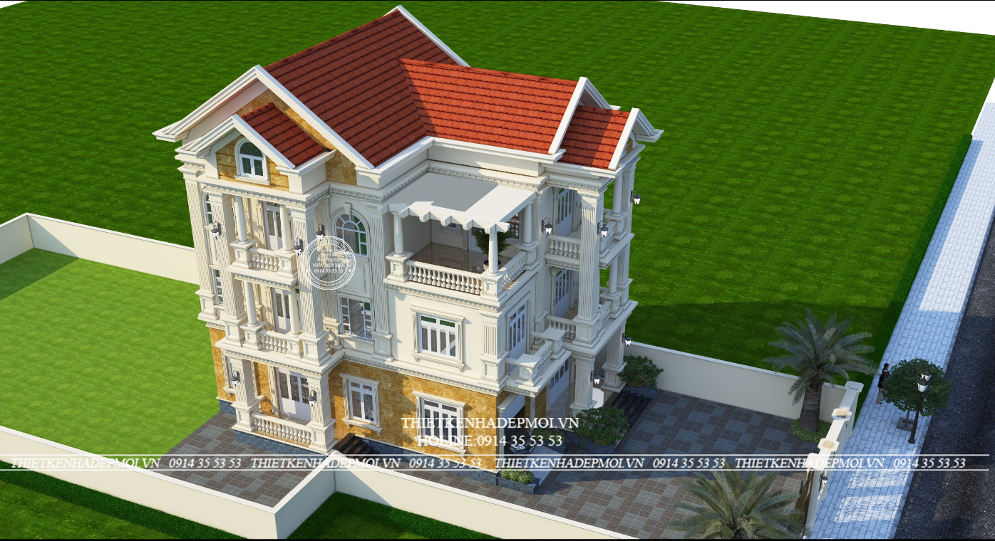 Thiết kế biệt thự tân cổ điển 3 tầng của Chú Hoàng