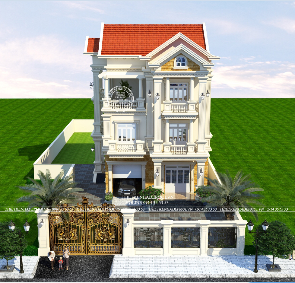 Phối cảnh nguy nga ấn tượng của biệt thự tân cổ điển