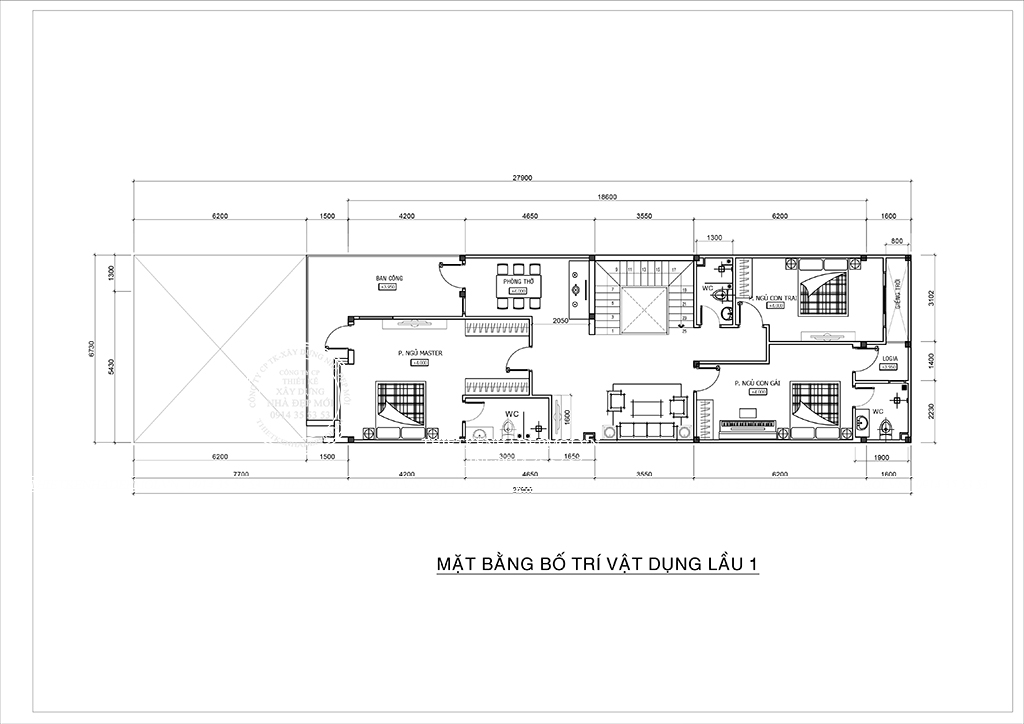 Bảng vẽ mặt bằng lầu 1