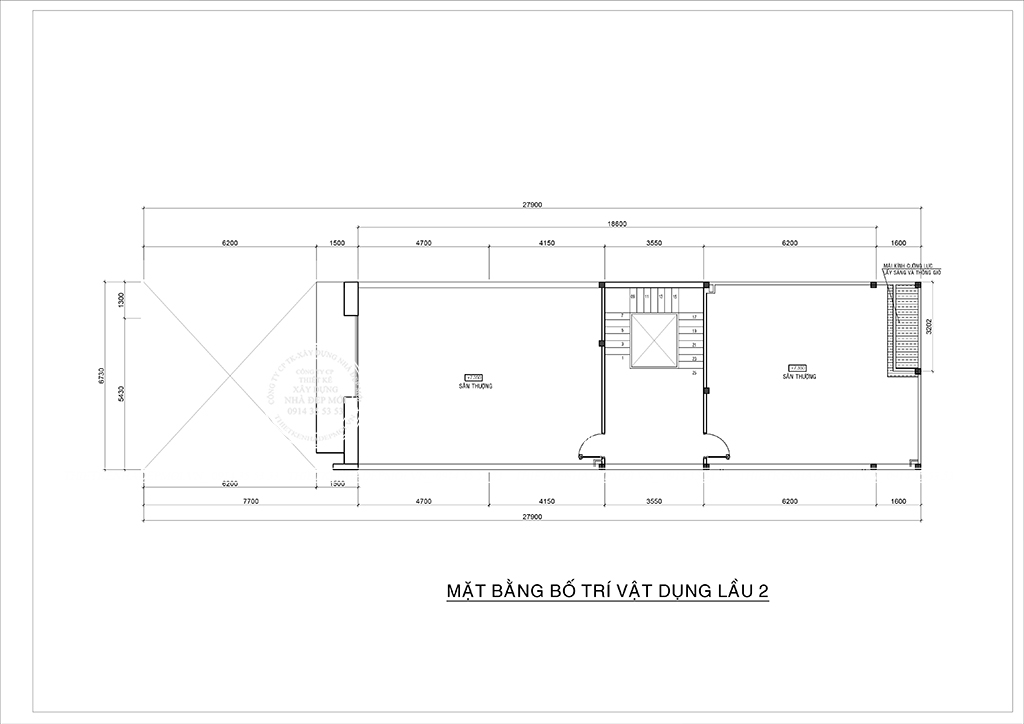 Bảng vẽ mặt bằng lầu 2