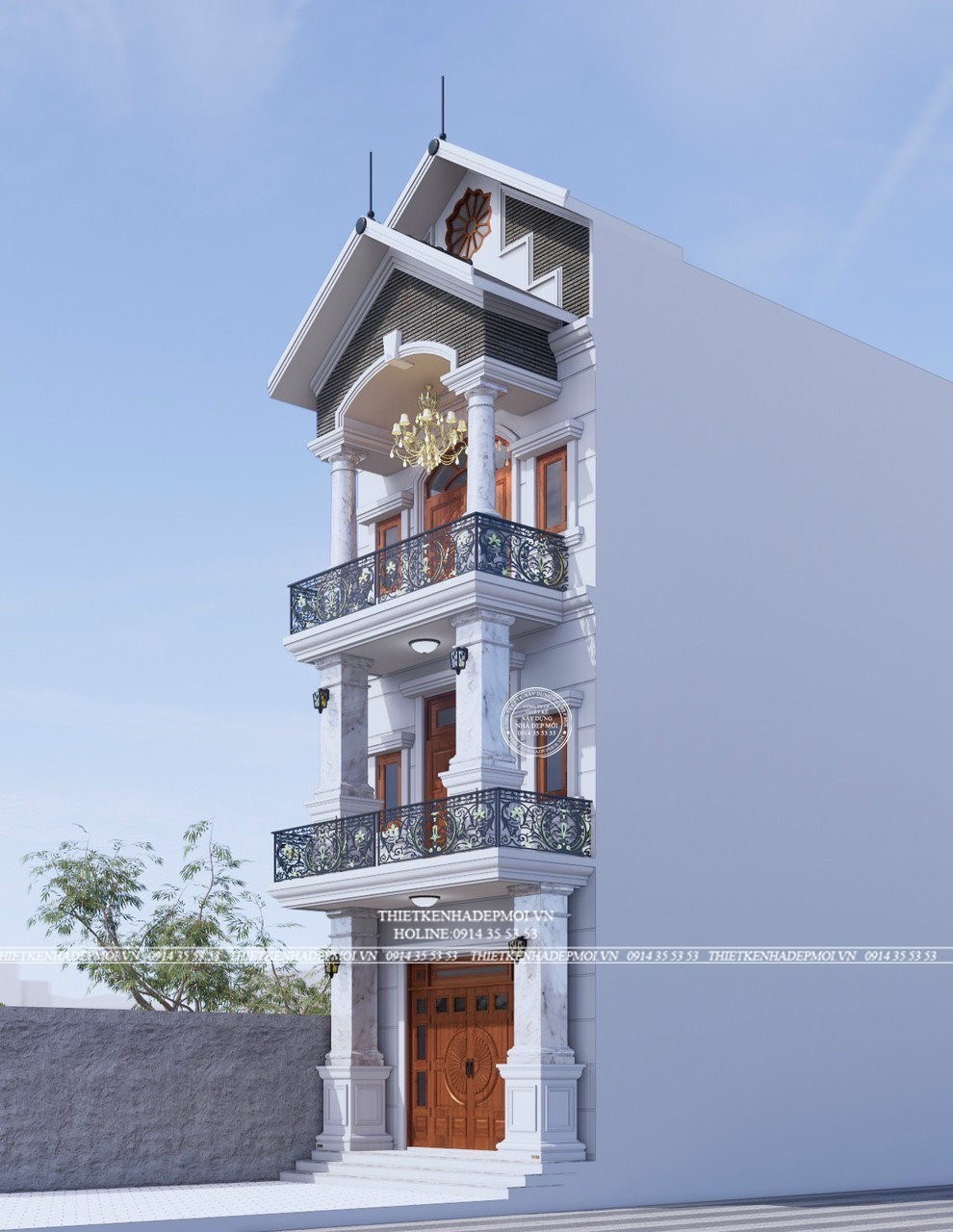 mẫu nhà mái thái 3 tầng