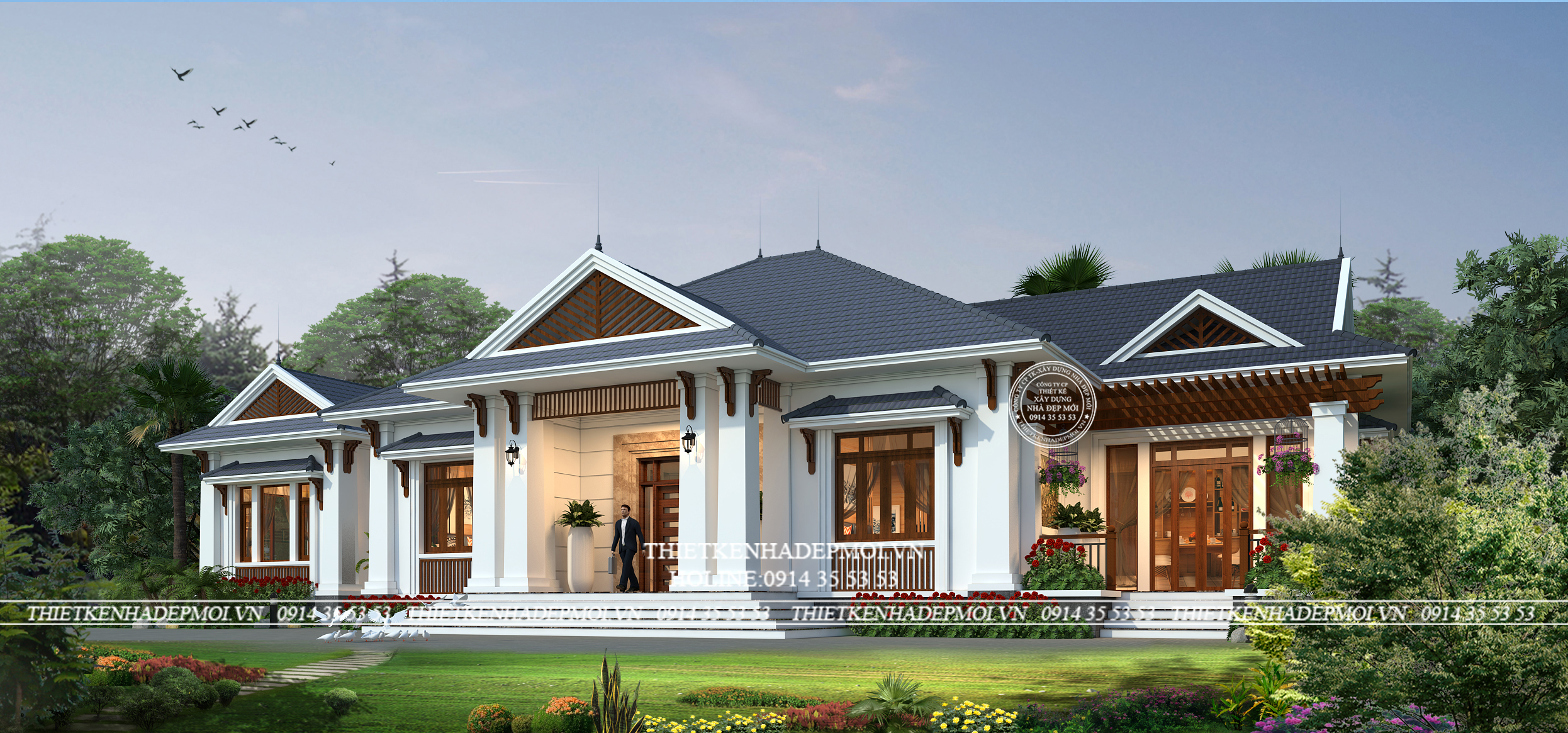 Biệt thự sân vườn 1 tầng 