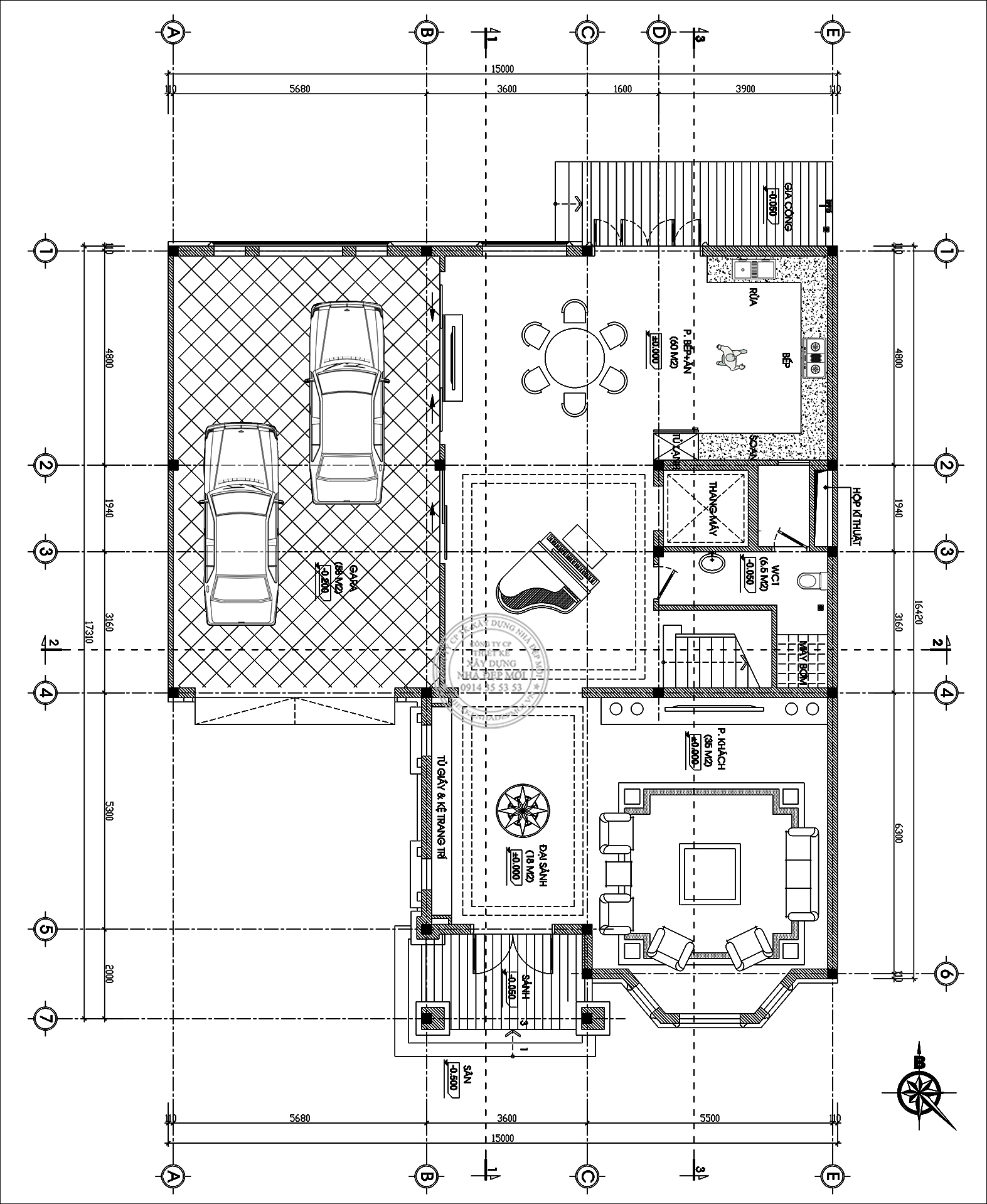 Mẫu thiết kế biệt thự cổ điển 4 tầng đẳng cấp thượng lưu 17x15 m2