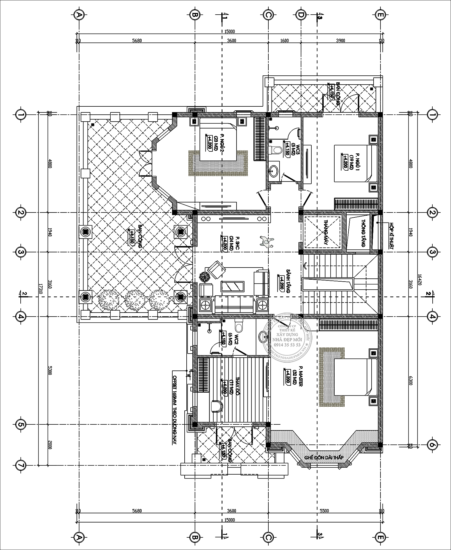 mẫu thiết kế biệt thự cổ điển 4 tầng