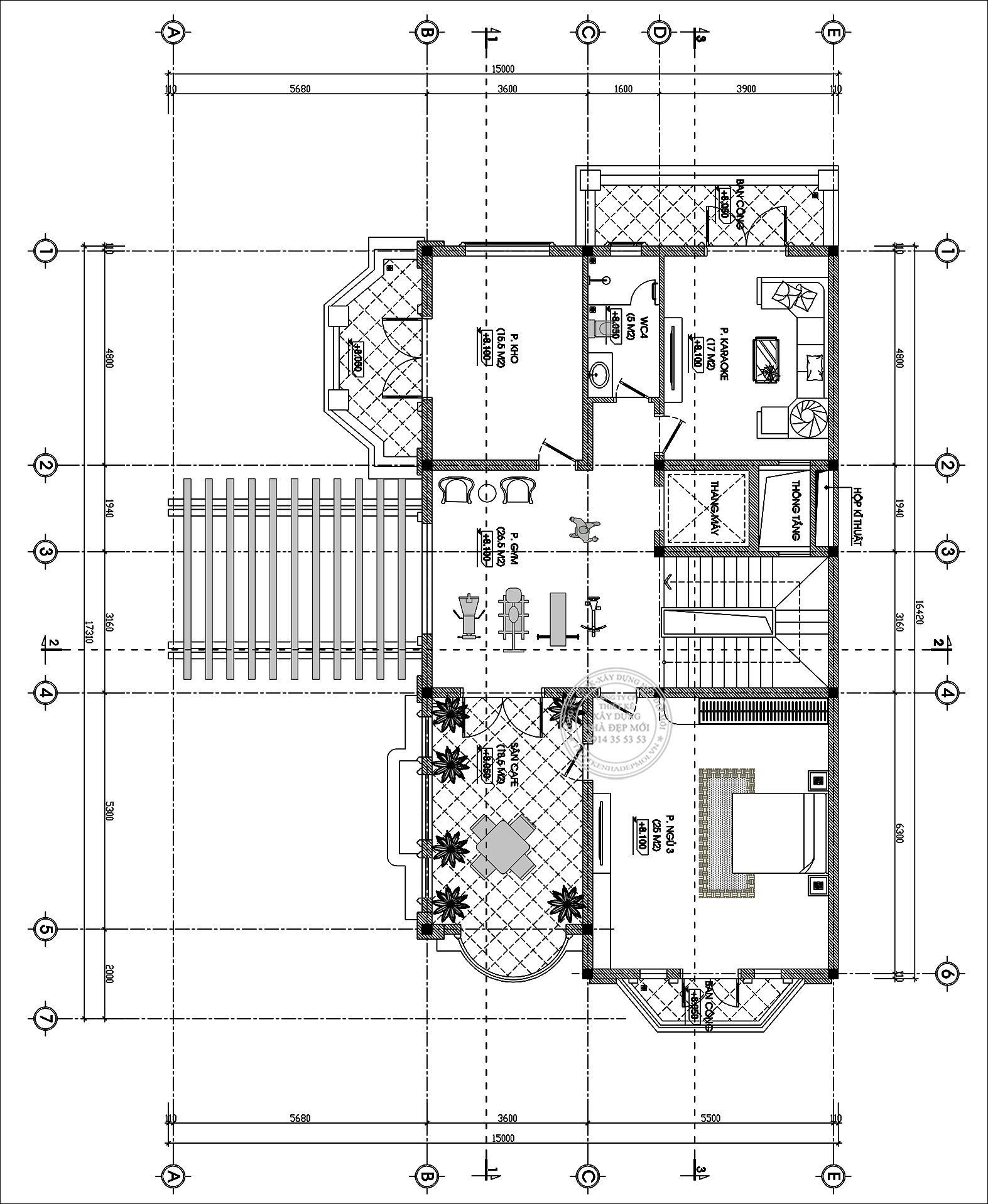 Mẫu thiết kế biệt thự cổ điển 4 tầng đẳng cấp thượng lưu 17x15 m2