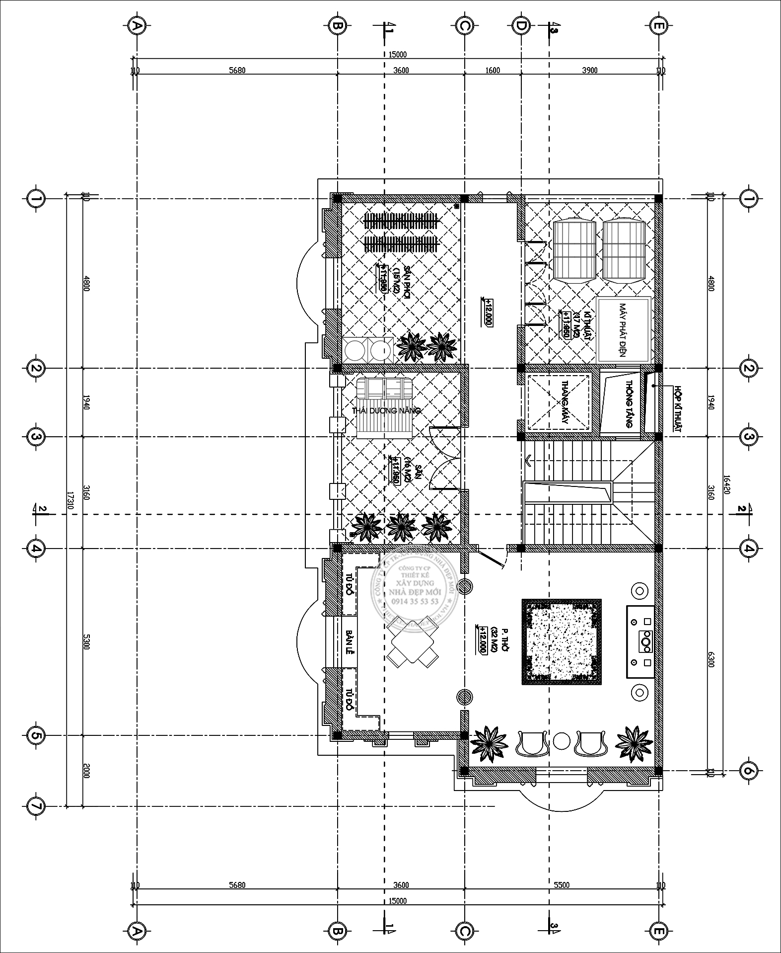 Mẫu thiết kế biệt thự cổ điển 4 tầng đẳng cấp thượng lưu 17x15 m2