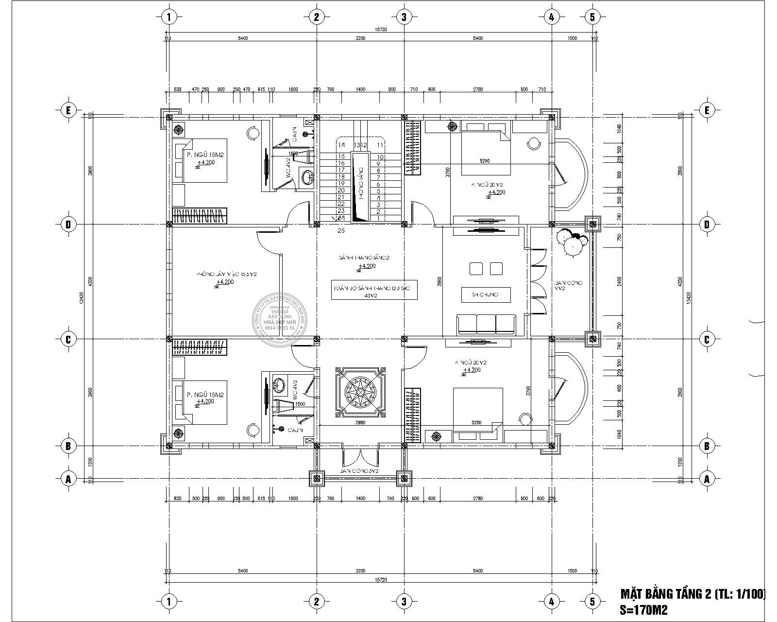 Mẫu biệt thự đẹp 2 tầng diện tích 13x15m2 phong cách tân cổ điển