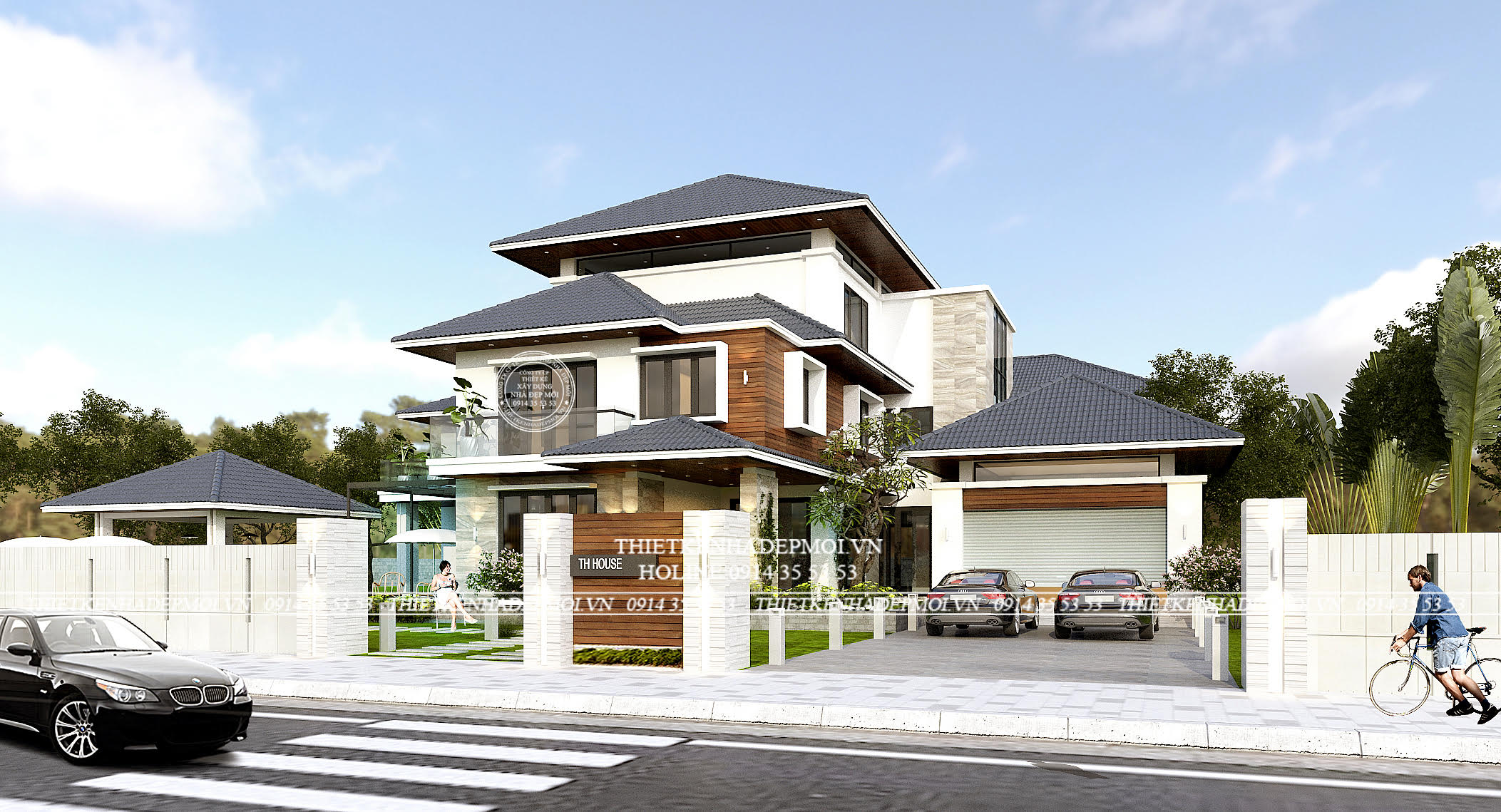 mẫu biệt thự hiện đại 3 tầng