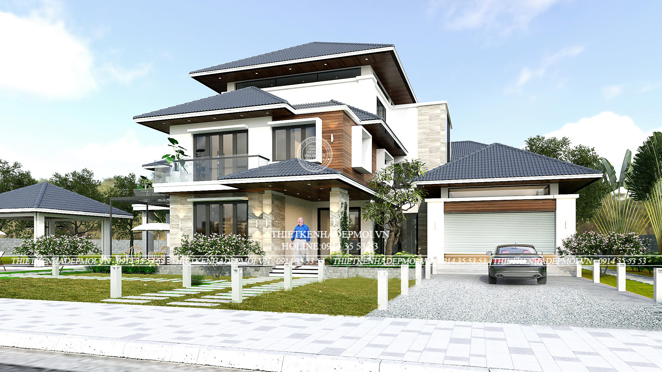 mẫu biệt thự hiện đại 3 tầng