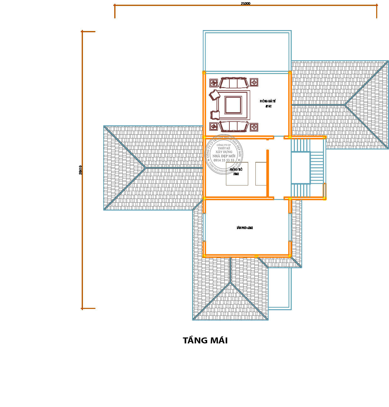 Mẫu biệt thự hiện đại 3 tầng mái nhật diện tích 25x26.4m2