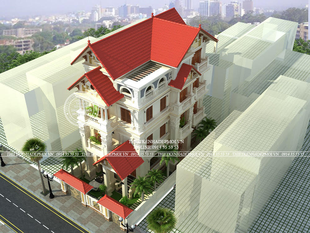 mẫu biệt thự cổ điển 4 tầng
