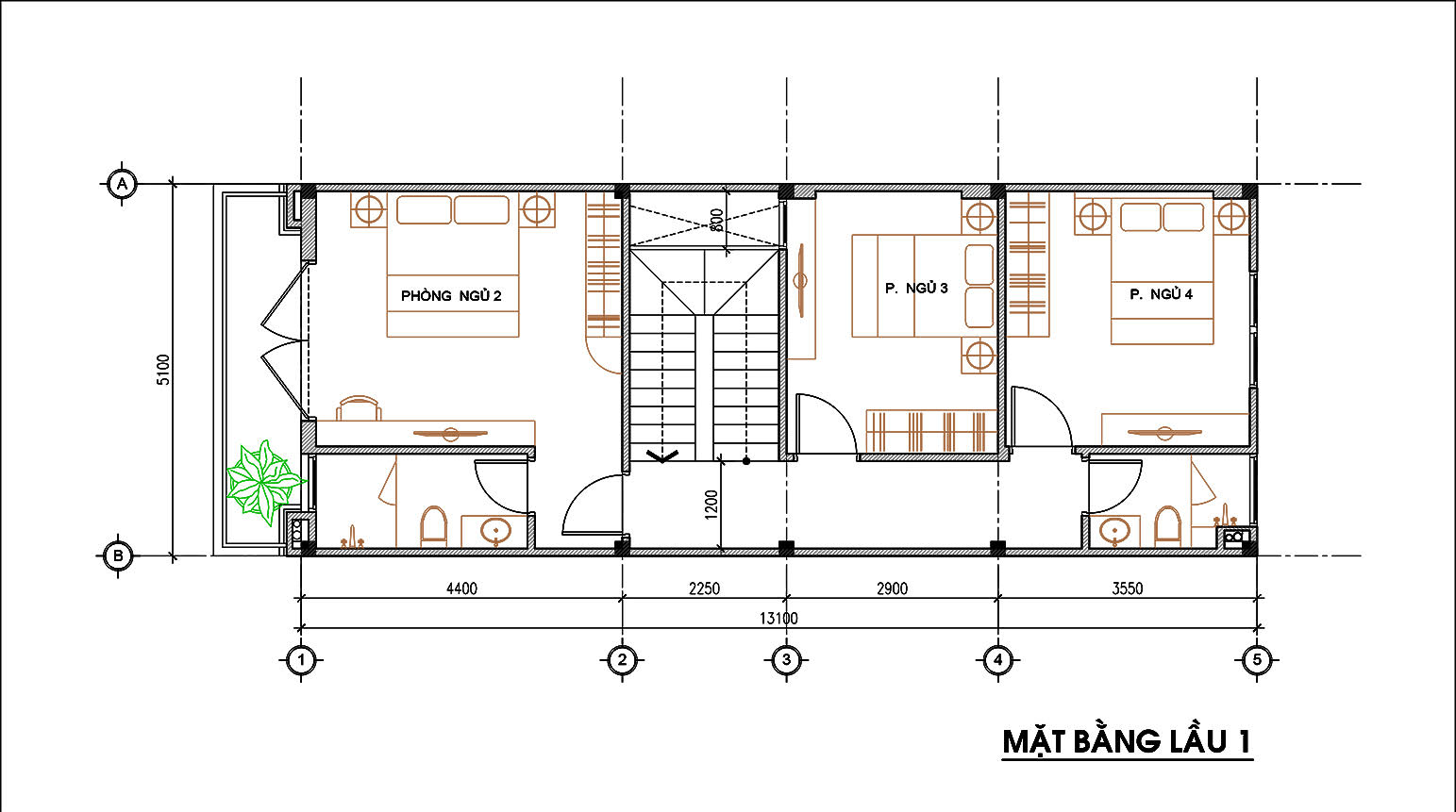 Mẫu nhà phố tân cổ điển 4 tầng 5,1x13,1m2 lý tưởng