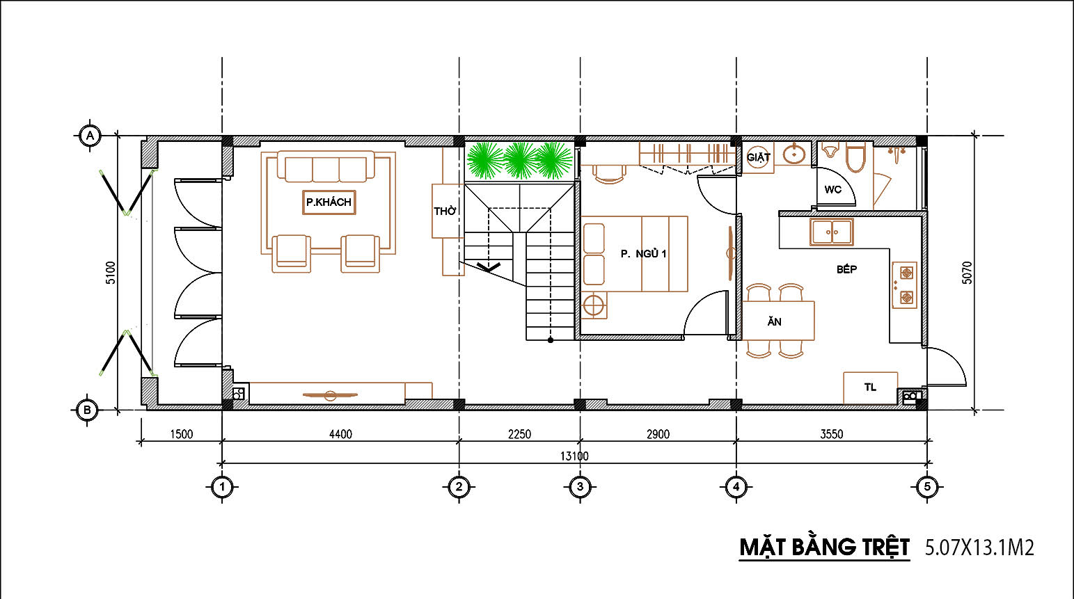 Mẫu nhà phố tân cổ điển 4 tầng 5,1x13,1m2 lý tưởng