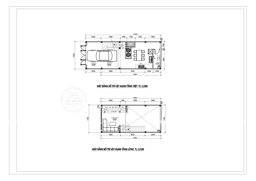 Mặt bằng tầng trệt và tầng lửng
