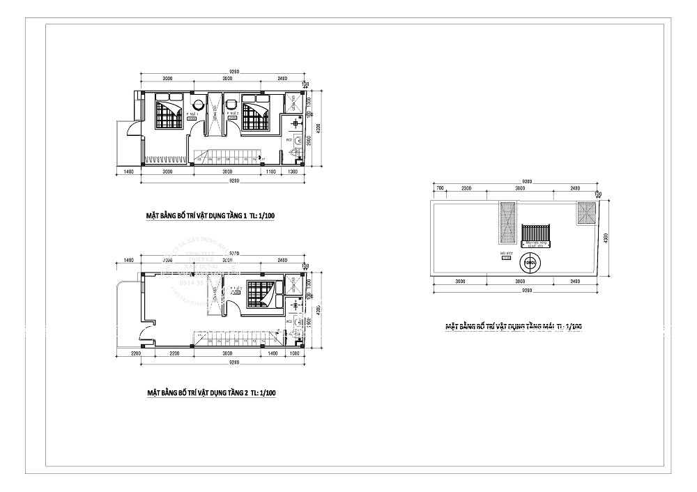 Mặt bằng tầng 1 và tầng 2