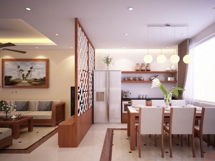 phòng khách liền bếp nhà ống
