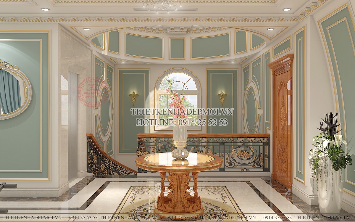 Mẫu biệt thự tân cổ điển 2 tầng diện tích 1400m2 được yêu thích