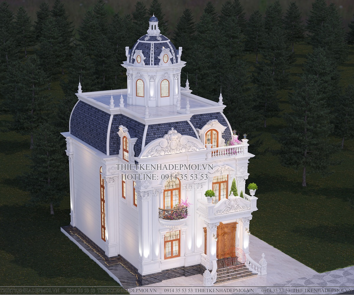 Mẫu biệt thự tân cổ điển 2 tầng diện tích 1400m2 được yêu thích