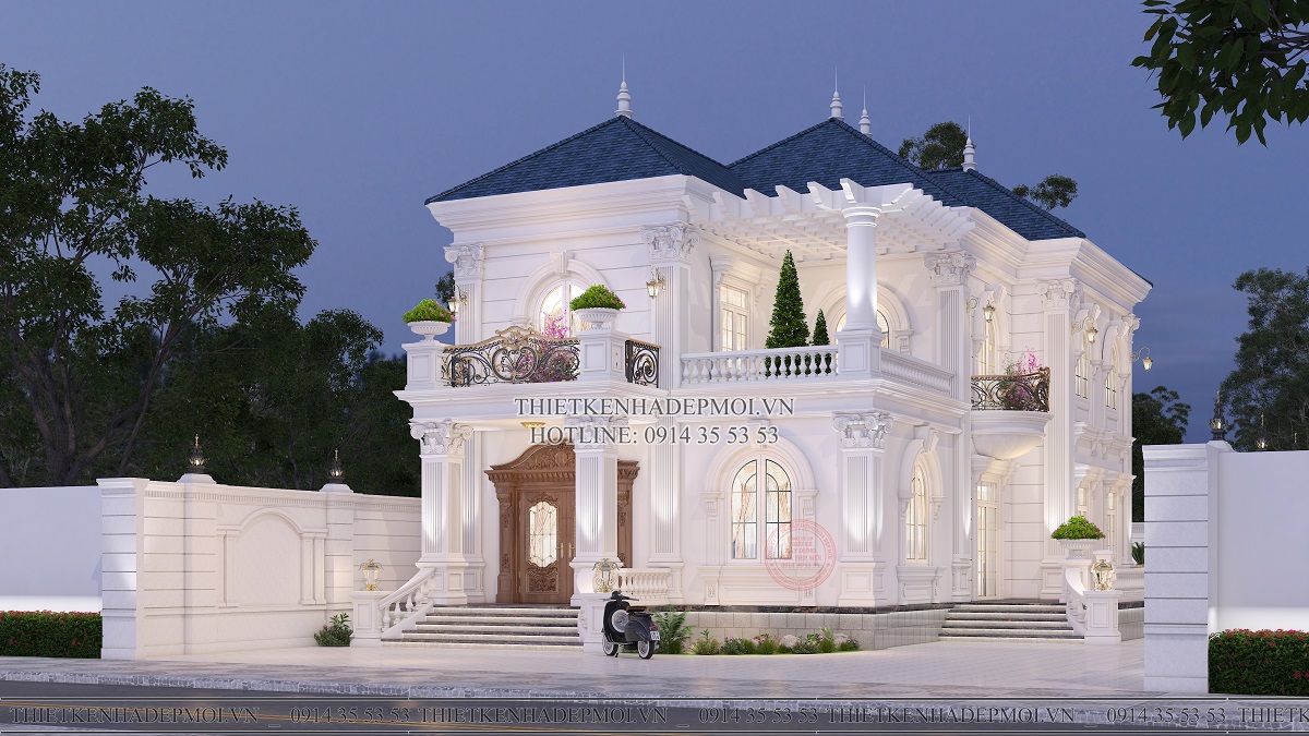 Mẫu biệt thự cổ điển 2 tầng đẹp hoàn hảo diện tích 20x50m