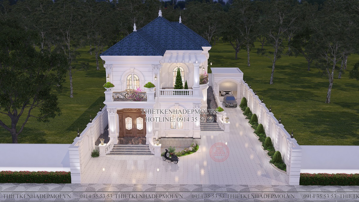 Mẫu biệt thự cổ điển 2 tầng đẹp hoàn hảo diện tích 20x50m